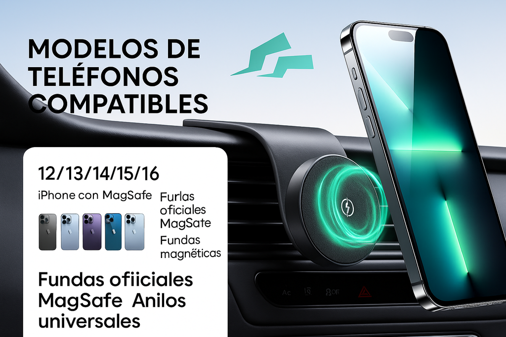 Soporte de carga inalámbrico magnético de aleación de titanio con luz colorida para coche